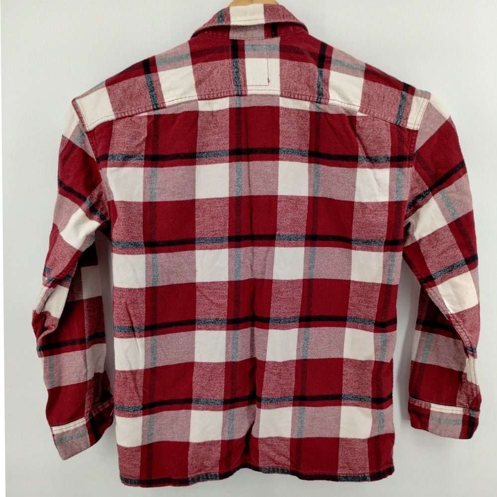 Hollister Mens Flannel Shirt‎ Cranberry White Plaid Button Up Cotton Size Medium - Picture 5 of 9